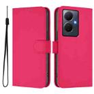 For vivo Y78 5G Global / V29 Lite Skin Feel Solid Color Leather Phone Case with Lanyard(Rose Red) - 2