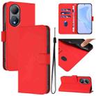 For vivo Y100 5G Global Skin Feel Solid Color Leather Phone Case with Lanyard(Red) - 1