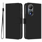 For vivo Y100 5G Global Skin Feel Solid Color Leather Phone Case with Lanyard(Black) - 2