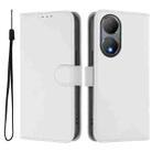 For vivo Y100 5G Global Skin Feel Solid Color Leather Phone Case with Lanyard(White) - 2