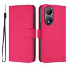 For vivo Y100 5G Global Skin Feel Solid Color Leather Phone Case with Lanyard(Rose Red) - 2