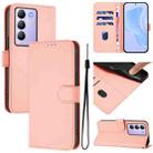 For vivo Y100 5G IDN / V40 SE 5G Skin Feel Solid Color Leather Phone Case with Lanyard(Pink) - 1