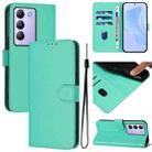 For vivo Y100 5G IDN / V40 SE 5G Skin Feel Solid Color Leather Phone Case with Lanyard(Green) - 1