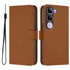 For vivo V40 Lite 5G IDN Skin Feel Solid Color Leather Phone Case with Lanyard(Brown) - 2