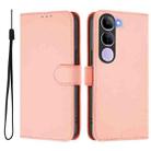 For vivo V40 Lite 5G IDN Skin Feel Solid Color Leather Phone Case with Lanyard(Pink) - 2