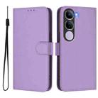 For vivo V40 Lite 5G IDN Skin Feel Solid Color Leather Phone Case with Lanyard(Lavender Purple) - 2