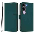 For vivo V40 Lite 5G IDN Skin Feel Solid Color Leather Phone Case with Lanyard(Dark Green) - 2