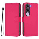 For vivo V40 Lite 5G IDN Skin Feel Solid Color Leather Phone Case with Lanyard(Rose Red) - 2