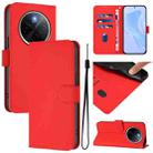 For vivo Y300 Pro Skin Feel Solid Color Leather Phone Case with Lanyard(Red) - 1