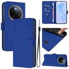 For vivo Y300 Pro Skin Feel Solid Color Leather Phone Case with Lanyard(Dark Blue) - 1