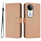 For vivo S20 Skin Feel Solid Color Leather Phone Case with Lanyard(Nude) - 2