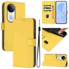 For vivo S20 Skin Feel Solid Color Leather Phone Case with Lanyard(Lemon Yellow) - 1
