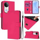 For vivo S20 Skin Feel Solid Color Leather Phone Case with Lanyard(Rose Red) - 1