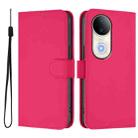 For vivo S20 Skin Feel Solid Color Leather Phone Case with Lanyard(Rose Red) - 2