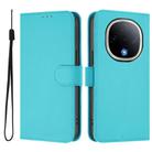 For vivo Y300 Skin Feel Solid Color Leather Phone Case with Lanyard(Lake Blue) - 2