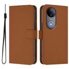 For vivo V50 Global Skin Feel Solid Color Leather Phone Case with Lanyard(Brown) - 2