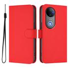 For vivo V50 Global Skin Feel Solid Color Leather Phone Case with Lanyard(Red) - 2