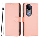 For vivo V50 Global Skin Feel Solid Color Leather Phone Case with Lanyard(Pink) - 2