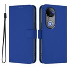 For vivo V50 Global Skin Feel Solid Color Leather Phone Case with Lanyard(Dark Blue) - 2