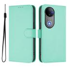 For vivo V50 Global Skin Feel Solid Color Leather Phone Case with Lanyard(Mint Green) - 2