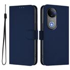 For vivo V50 Global Skin Feel Solid Color Leather Phone Case with Lanyard(Navy Blue) - 2