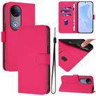 For vivo V50 Global Skin Feel Solid Color Leather Phone Case with Lanyard(Rose Red) - 1