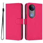 For vivo V50 Global Skin Feel Solid Color Leather Phone Case with Lanyard(Rose Red) - 2