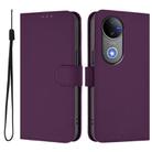 For vivo V50 Global Skin Feel Solid Color Leather Phone Case with Lanyard(Violet) - 2
