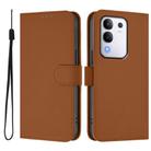 For vivo Y29 4G Global Skin Feel Solid Color Leather Phone Case with Lanyard(Brown) - 2