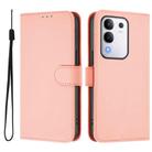 For vivo Y29 4G Global Skin Feel Solid Color Leather Phone Case with Lanyard(Pink) - 2