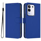 For vivo Y29 4G Global Skin Feel Solid Color Leather Phone Case with Lanyard(Dark Blue) - 2