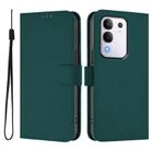For vivo Y29 4G Global Skin Feel Solid Color Leather Phone Case with Lanyard(Dark Green) - 2