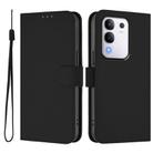For vivo Y29 4G Global Skin Feel Solid Color Leather Phone Case with Lanyard(Black) - 2