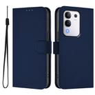 For vivo Y29 4G Global Skin Feel Solid Color Leather Phone Case with Lanyard(Navy Blue) - 2