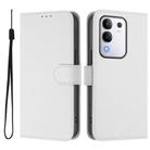 For vivo Y29 4G Global Skin Feel Solid Color Leather Phone Case with Lanyard(White) - 2