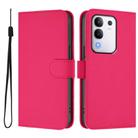 For vivo Y29 4G Global Skin Feel Solid Color Leather Phone Case with Lanyard(Rose Red) - 2