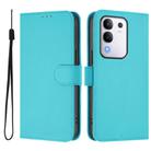 For vivo Y29 4G Global Skin Feel Solid Color Leather Phone Case with Lanyard(Lake Blue) - 2