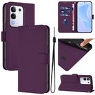 For vivo Y29 4G Global Skin Feel Solid Color Leather Phone Case with Lanyard(Violet) - 1