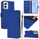 For vivo Y29S 5G / Y04 4G Global Skin Feel Solid Color Leather Phone Case with Lanyard(Dark Blue) - 1