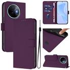 For vivo Y39 5G Global Skin Feel Solid Color Leather Phone Case with Lanyard(Violet) - 1