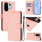 For vivo S30 Pro mini Skin Feel Solid Color Leather Phone Case with Lanyard(Pink) - 1