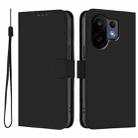 For vivo S30 Skin Feel Solid Color Leather Phone Case with Lanyard(Black) - 2