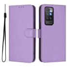 For Redmi 10 4G 2021 Global Skin Feel Solid Color Leather Phone Case with Lanyard(Lavender Purple) - 2