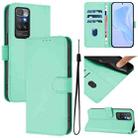 For Redmi 10 4G 2021 Global Skin Feel Solid Color Leather Phone Case with Lanyard(Mint Green) - 1