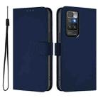 For Redmi 10 4G 2021 Global Skin Feel Solid Color Leather Phone Case with Lanyard(Navy Blue) - 2