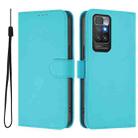 For Redmi 10 4G 2021 Global Skin Feel Solid Color Leather Phone Case with Lanyard(Lake Blue) - 2