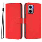 For Redmi 10 5G / Note 11E 5G Skin Feel Solid Color Leather Phone Case with Lanyard(Red) - 2