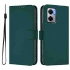 For Redmi 10 5G / Note 11E 5G Skin Feel Solid Color Leather Phone Case with Lanyard(Dark Green) - 2