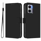 For Redmi 10 5G / Note 11E 5G Skin Feel Solid Color Leather Phone Case with Lanyard(Black) - 2