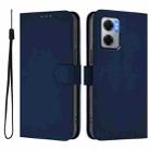 For Redmi 10 5G / Note 11E 5G Skin Feel Solid Color Leather Phone Case with Lanyard(Navy Blue) - 2